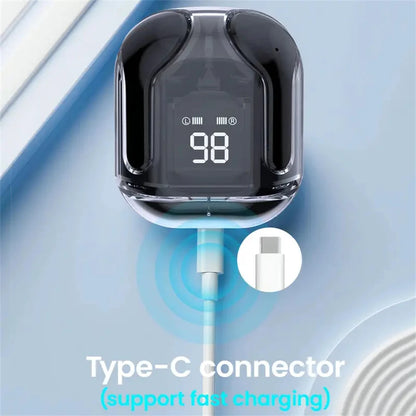 T2 Transparent Bluetooth Earphones – HIFI Sound, LED Power Display & True Wireless Freedom